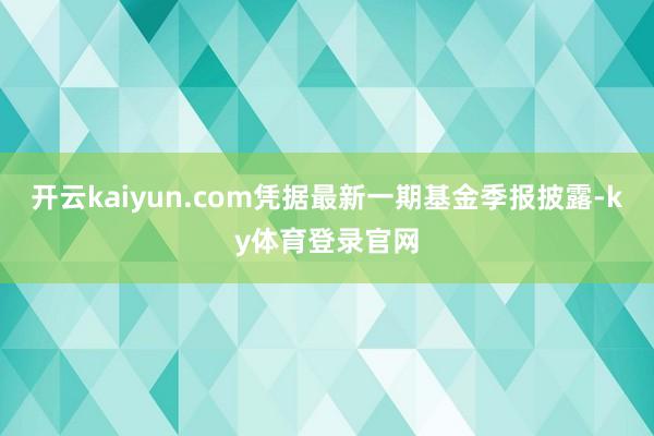开云kaiyun.com凭据最新一期基金季报披露-ky体育登录官网