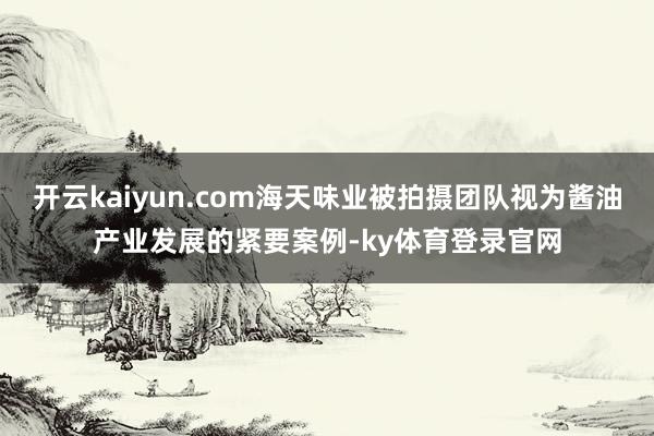 开云kaiyun.com海天味业被拍摄团队视为酱油产业发展的紧要案例-ky体育登录官网