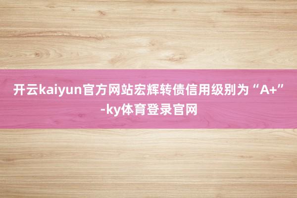 开云kaiyun官方网站宏辉转债信用级别为“A+”-ky体育登录官网