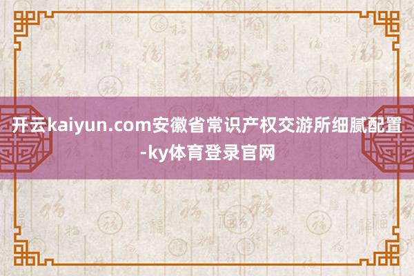 开云kaiyun.com安徽省常识产权交游所细腻配置-ky体育登录官网