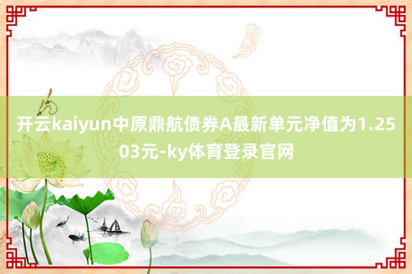 开云kaiyun中原鼎航债券A最新单元净值为1.2503元-ky体育登录官网