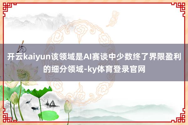 开云kaiyun该领域是AI赛谈中少数终了界限盈利的细分领域-ky体育登录官网