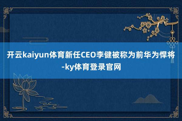 开云kaiyun体育新任CEO李健被称为前华为悍将-ky体育登录官网