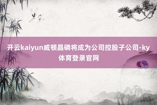 开云kaiyun威顿晶磷将成为公司控股子公司-ky体育登录官网