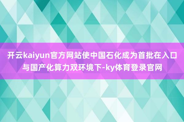 开云kaiyun官方网站使中国石化成为首批在入口与国产化算力双环境下-ky体育登录官网