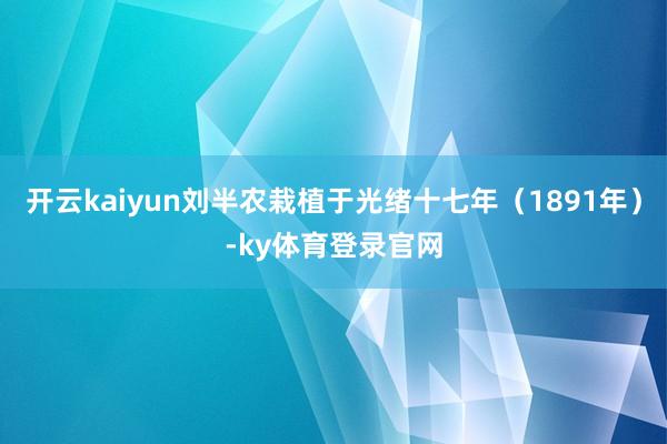 开云kaiyun刘半农栽植于光绪十七年（1891年）-ky体育登录官网