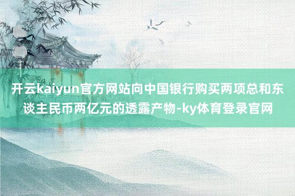 开云kaiyun官方网站向中国银行购买两项总和东谈主民币两亿元的透露产物-ky体育登录官网